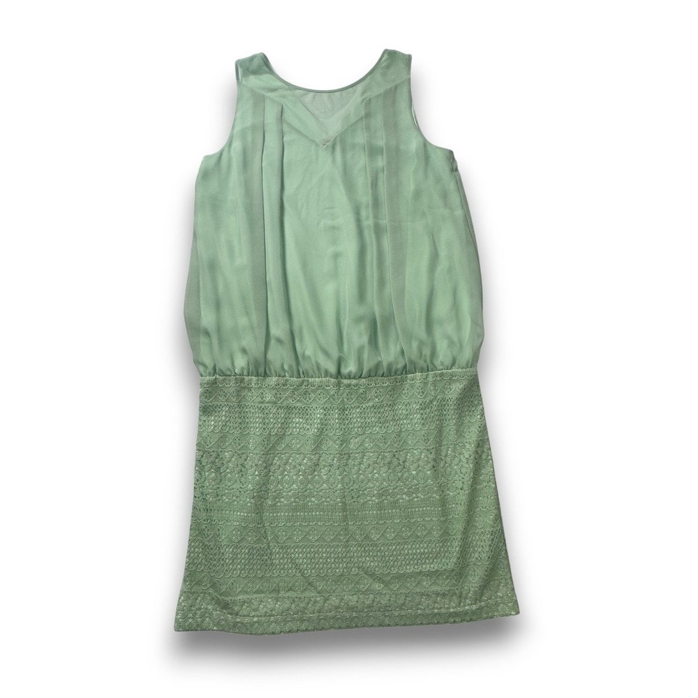J. Peterman Womens Mint Green Lace Drop Waist Blouson Sleeveless Dress Size 12
